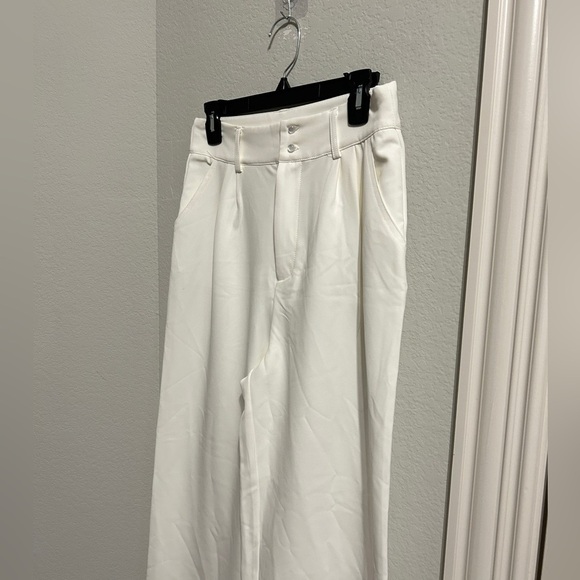 Cream wideleg women’s dress pants , off-white slacks, mid rise, sz 6, NWOT - Picture 4 of 9
